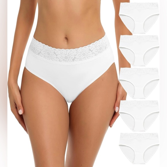 RHYFF Womens Underwear Panties Lace Soft Hipster Stretch Full Briefs 5Pack - NWT - Picture 1 of 8